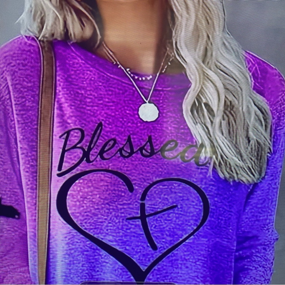 New in bag. Blessed multi colored Blessed long sleeve T-shirt.